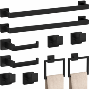 10-Pieces Matte Black Bathroom Accessories Set